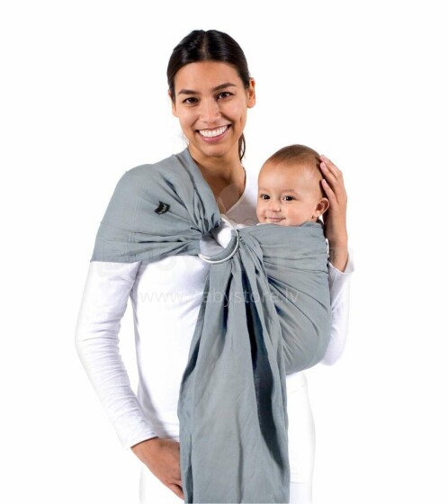 La bebe™ Nursing Sling Cotton Art.7500 Light Grey Слинг - платок с кольцами (для детей до 36 месяцев) + ПОДАРОК (минирюкзачек) (25x30cm)
