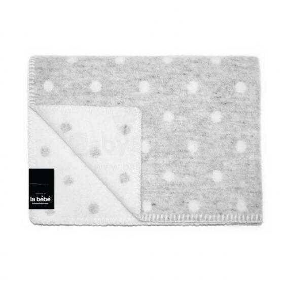 La bebe™ Lambswool 100x140 Art.77005 Grey dots Baby blanket Dots (New Zealand wool),100x140 cm