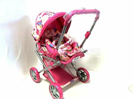 BabyMix Art. 49395 Rožinės lėlės vežimėlis