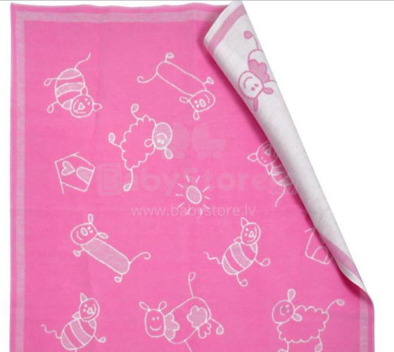 WOT Art.015/1072 Pets Pink Baby Blanket 100% Cotton 100x140cm