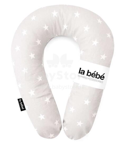 La Bebe™ Snug Cotton Nursing Maternity Pillow Art.77433 Grey&White stars Подковка для сна, кормления малыша 20*70 cm