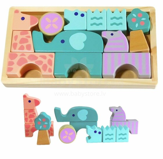 „Eco Toys“ mediniai blokai Art.HJD931865 Medinis konstruktorius