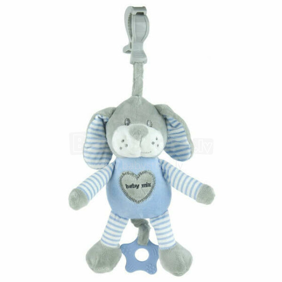 BabyMix Dog Art.40857 Blue  Развивающая плюшевая игрушка- погремушка для коляски/автокресла/кроватки