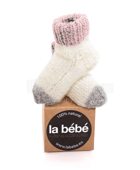 La Bebe™ Lambswool Natural Eco Socks Art. 83992 Rose Dabīgas vilnas adītas bērnu zeķītes