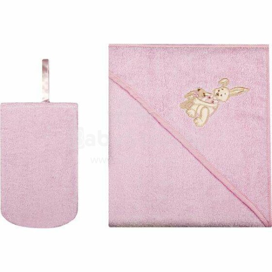 Womar Art.12005 Pink  Baby terry towel with hood and mitten 80 х 80 см