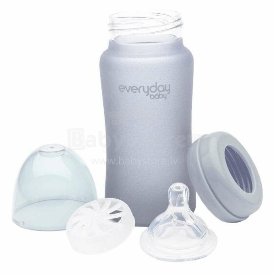 Everyday Baby Glass Heat Sensing Art.10231 Outlet Grey Anti-koliku stikla barošanas pudele ar temperatūras indikatoru 240ml