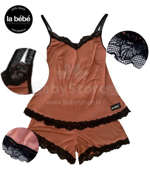 La bebe™ Maternity Cotton Art.86290 Toffee Naktskrekliņs + šortii barošanai