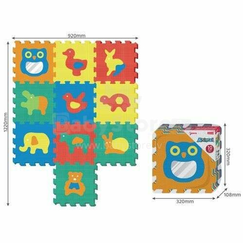 Smily Play Puzzle Art.1005B3 Vaikų daugiafunkcinis grindų kilimėlio galvosūkis Gyvūnai iš 10 elementų