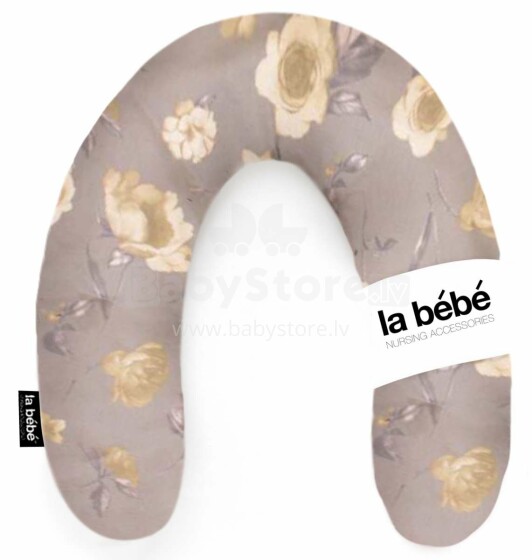 „La Bebe ™“ turtinga medvilnės slaugos motinystės pagalvė. 8957 rožės pastelinės pilkos spalvos pasagos kūdikio maitinimui, miegojimui, pasaga nėščioms moterims