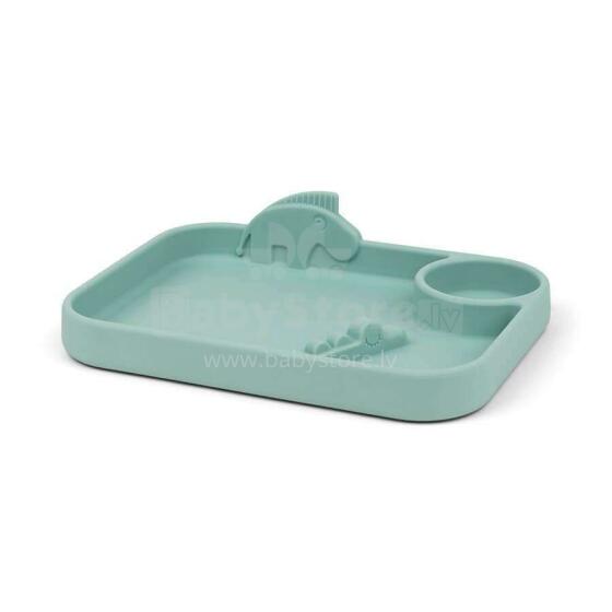 Done by Deer Peekaboo compartment plate Deer Friends, Blue