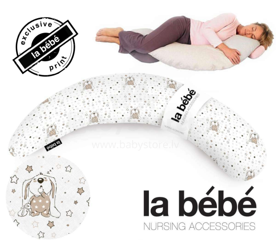 La Bebe™ Moon Maternity Pillow Bunnies Art.92342 Liels spilvens grūtniecēm ar memory foam (īpaši mīksts un kluss pildījums, kas pielagojas ķermenim) 195cm