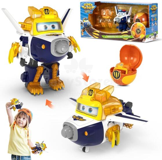 Super Wings Transforming Paul Art.EU760965 Transformējoša lidmašīna un spēka bumbas rotaļlieta, 12,3 cm
