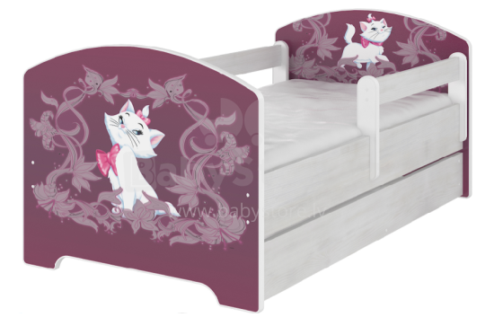 AMI Disney Bed Cat Bērnu stilīga gulta ar noņemamu maliņu un matraci 144x74cm