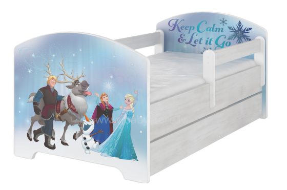 AMI Disney Bed Frozen Bērnu stilīga gulta ar noņemamu maliņu un matraci 144x74cm