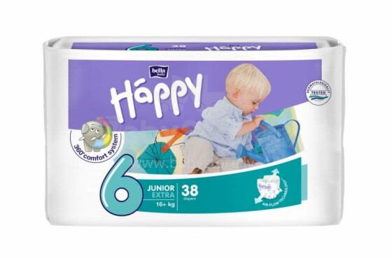 Happy Junior Extra Детские подгузники 6 размер от 12-25 кг,38 шт.