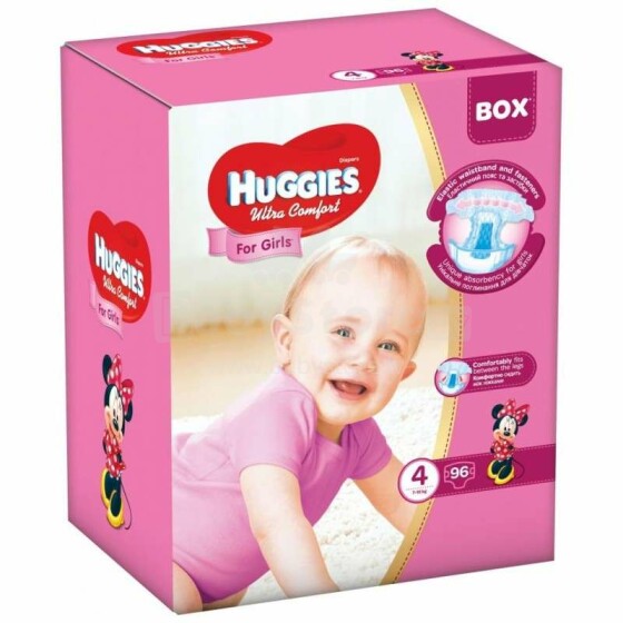 „Huggies Ultra Comfort Box Girls“ mergaičių art. 61259119 sauskelnės 7-16kg, 96vnt