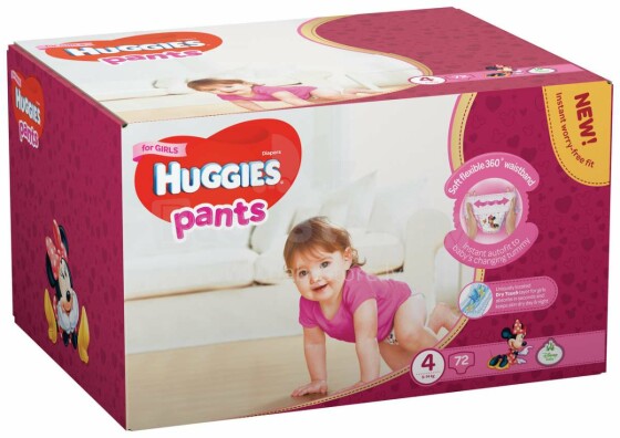 Huggies Pants S4 Art.41564098 Трусики-подгузники для девочек в коробке (9-14кг) 72шт.