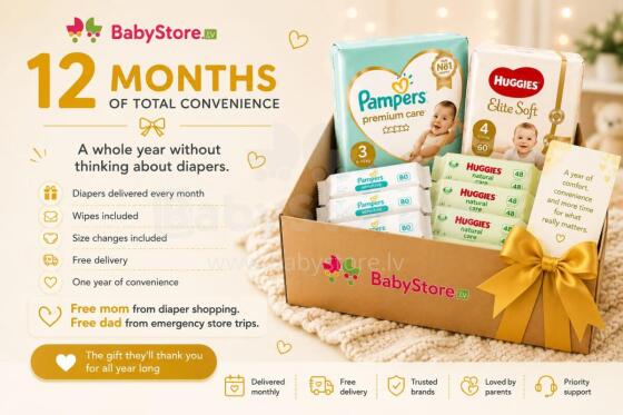👑 12 Months of Total Convenience  Mazāk raižu mammai. Mazāk steidzamu došanos uz veikalu tētim. Ikdienas komforts mazulim.