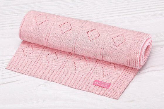 Kids Blanket Cotton Art.P001 Pink Dabīgas kokvilnas sedziņa (sega)/plediņš bērniem 100x150cm
