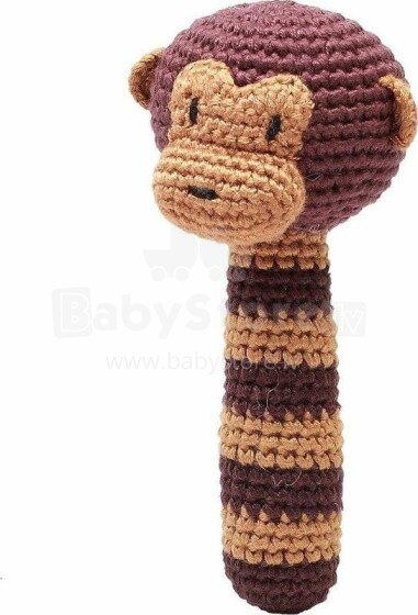 NatureZoo Rattle Stick Mr.Monkey Art.20050 Погремушка вязаная  для новорожденных