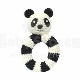 NatureZoo Ring Rattle Sir.Panda Art.30068 Детская вязаная погремушка из натурального бамбука