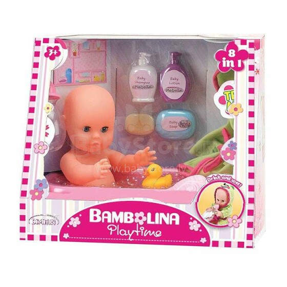 Bambolina  Art.1405 Кукла-младенец с ванночкой, 33 см