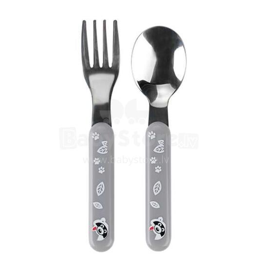 BabyOno Grey Art.1065 Karote un dakšiņa no tērauda