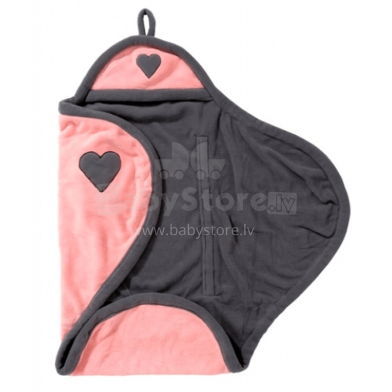 Jollein Wrap Fleece Heart Light Pink Art.032-566-64987 Ümbrikuketta fliis 100x105sm