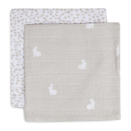 Jollein Muslin Mouth Cloth Dotted&Rabbit Nougat GOTS Art.537-848-66075
