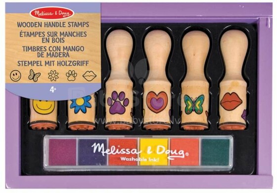 Melissa&Doug Deluxe Stamp Sets Art.12407  Набор деревянных штампиков с чернилами