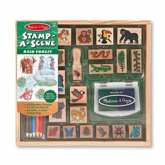 Melissa&Doug Stamp Sets Art.12423  Набор деревянных штампиков с чернилами