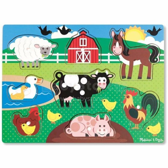 Melissa&Doug Puzzles Farm Animals Art.19050  Деревянный развивающий пазл для малышей Ферма