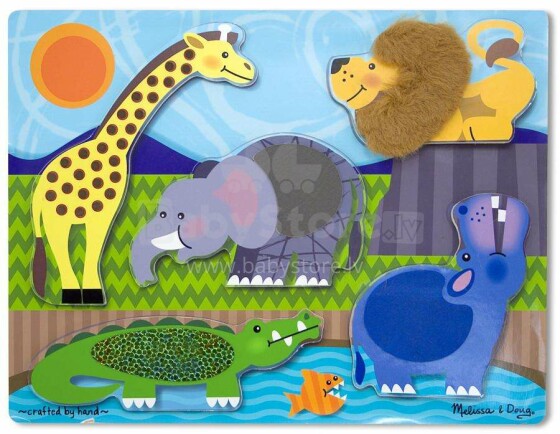 Melissa&Doug Feel Puzzles Zoo  Art.14328 Puidust kujundavad lastele mõeldud mõistatused