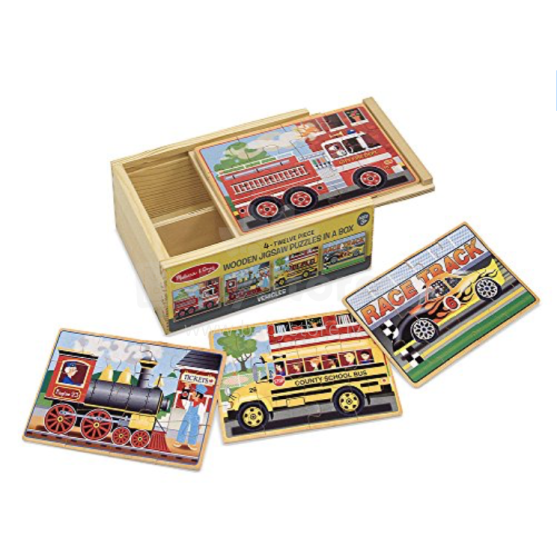 Melissa&Doug  Puzzles Box Vehicles  Art.13794 Puidust kujundavad lastele mõeldud mõistatused