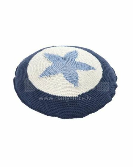 Smallstuff Crochet Cushion Light Blue Star  Art.70009-01 Dekoratīvais spilvens 100% kokvilna