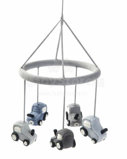 Smallstuff Mobiles Tractor Art.40007-13 Музыкальная подвесная вязаная игрушка в детскую коляску/кроватку из натурального бамбука
