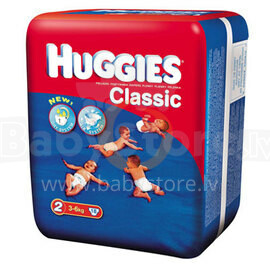 „Huggies Classic“ MAŽAS PAKUOTĖS 2 dydžio „Pampers“
