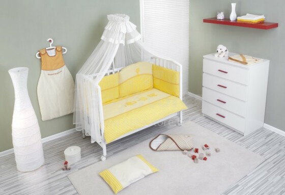 NINO-ESPANA   Bērnu gultas veļas kokvilnas komplekts  'Morada Yellow' 6+1