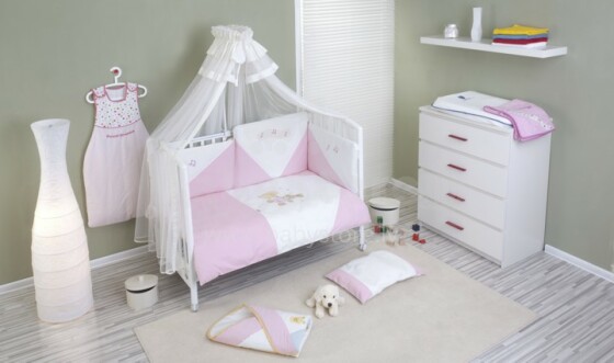 NINO-ESPANA  Bērnu gultas veļas kokvilnas komplekts 'Baile Pink' 6bb