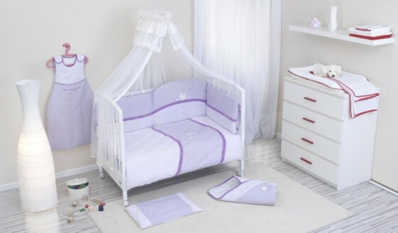 NINO-ESPANA  Bērnu gultas veļas kokvilnas komplekts 'Paseo Violet' 6+1