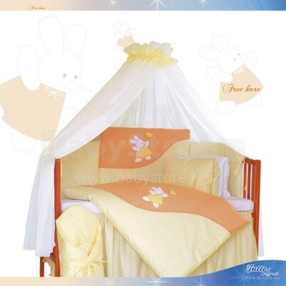 TUTTOLINA - Bērnu gultas veļas komplekts 'Free Hare',   sega + spilvens, oranža 