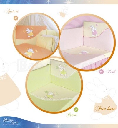 TUTTOLINA - Bērnu gultas veļas komplekts 'Free Hare',   sega + spilvens, rozā