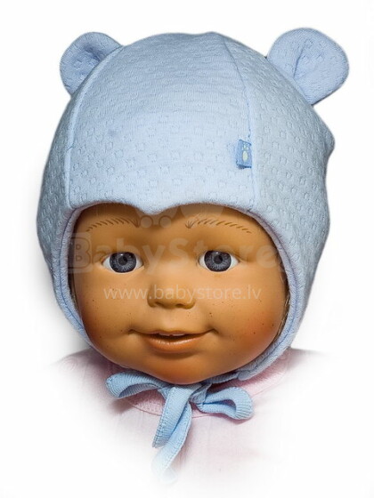 Lorita linksma medvilninė kūdikių kepurė su ausinių piešiniu. 517