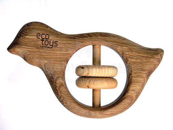 „Eco Toys Art.50004“ medinių barškučių paukštis - paukštis patiems mažiausiems