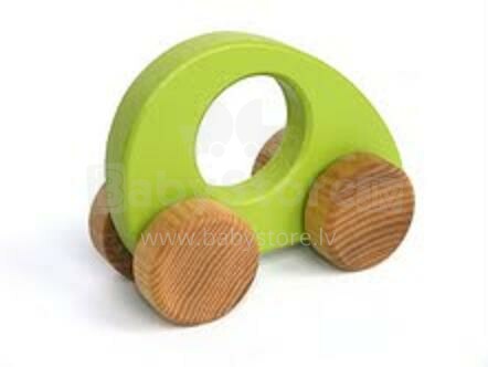 Eco Toys Art.12002 Bērnu rotaļu apaļais gaiši zaļš auto no koka
