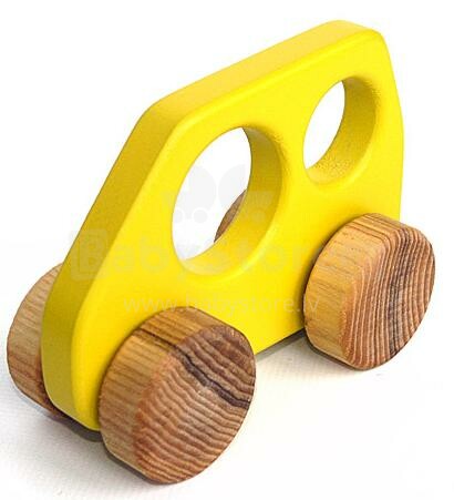 „Eco Toys“ 14001 straipsnis. Vaikų žaislinis geltonas automobilis iš medžio