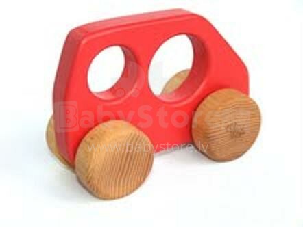 Eco Toys Art.14005 Детская деревянная игрушечная красная машинка-бусик