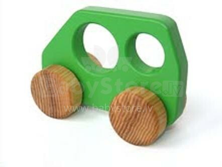 Eco Toys Art.14003 Детская деревянная игрушечная зелёная машинка-бусик