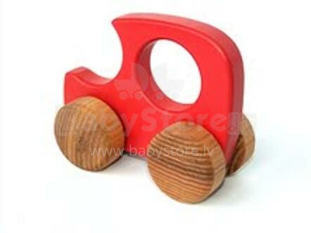 Детская деревянная игрушечная красная ретро машинка  13005