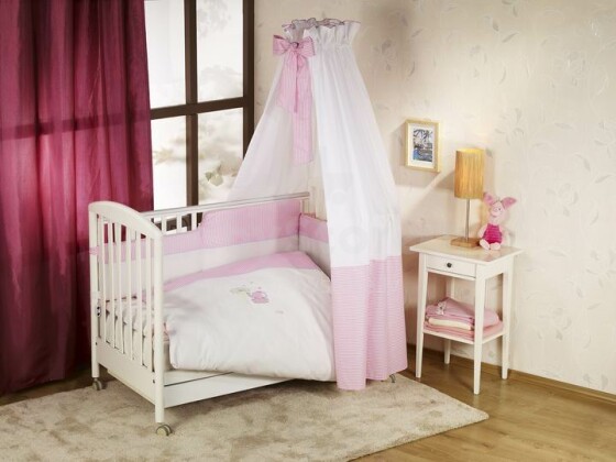 NINO-ESPANA   Bērnu gultas veļas kokvilnas komplekts 'Elefante Pink' 6+1